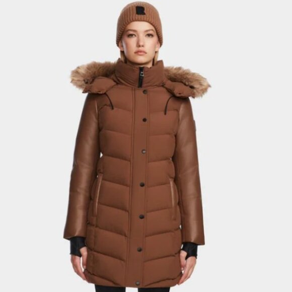 SO Chic! Puffer Coat with Leather Sleeves - Picture 6 of 6